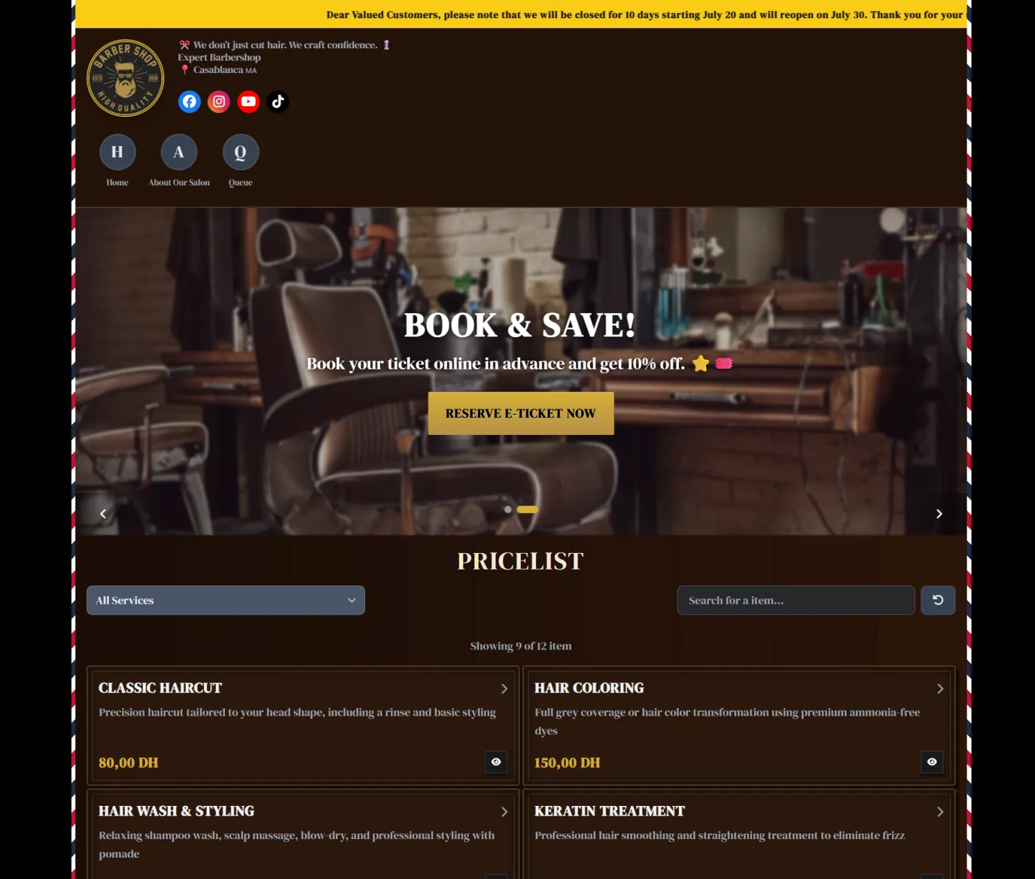 Flexible Digital Menu for Barbershops & Salons